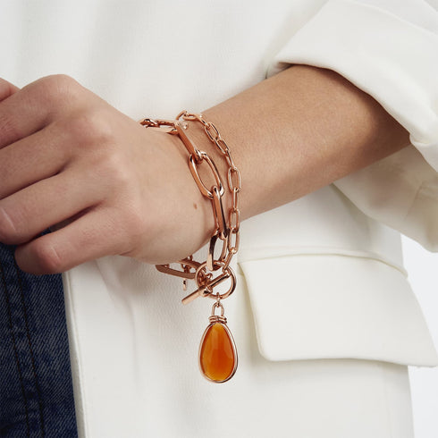 CHAIN BRACELET WITH AMBER CRYSTAL 2045